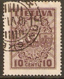 Lithuania 1934 10c brown. SG400.
